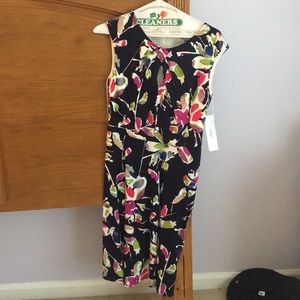Navy-floral Jersey Dress